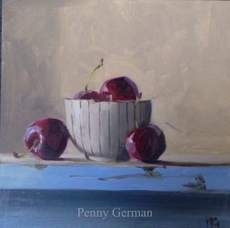 1769 cherries on blue shelf