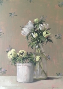 white anemones, wallpaper,